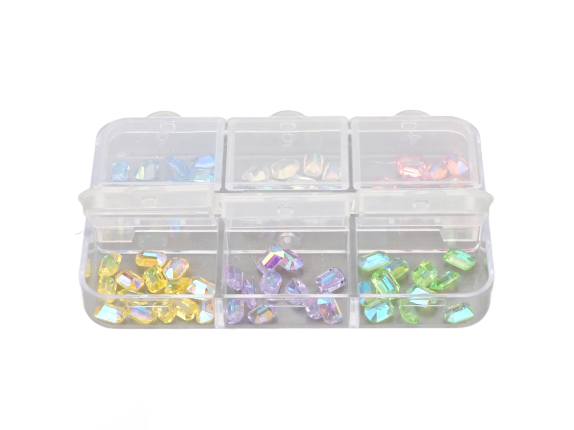 Acessórios De Arte De Unhas 6 Caixas Pedras Strass Diy Cristais De Unhas Forma Octogonal