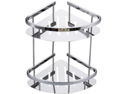 Prateleira De Canto Em Aço Inoxidável, Suporte Triangular De Metal, Dupla Camada, Prateada, Vazada, Antiferrugem