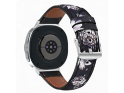 Pulseira de couro sintético floral para Samsung Galaxy Watch 9 (40/44 mm).