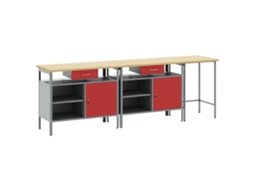 Conjunto 3 Bancada De Trabalho Vidaxl Vermelho Aço (255 X 55 X 85 Cm)