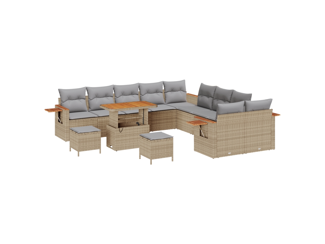 Conjunto 13 Móveis De Jardim Vidaxl Bege Vime Pe (289 X 289 X 85 Cm)