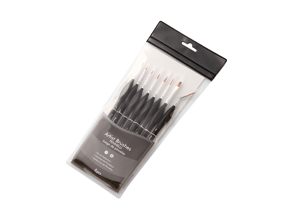 Conjunto de 8 Pincéis de Detalhe Profissionais para Acrílico Aquarela Miniaturas Pintura de Rochas Arte S/MARCA