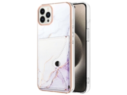Suporte Casa Para Iphone 15 Pro Pele Sintética Com Porta-cartões Branco