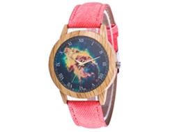 Relógio de pulso unissex de quartzo com pulseira Jeans Nebula Casual Zhoulianfa rosa