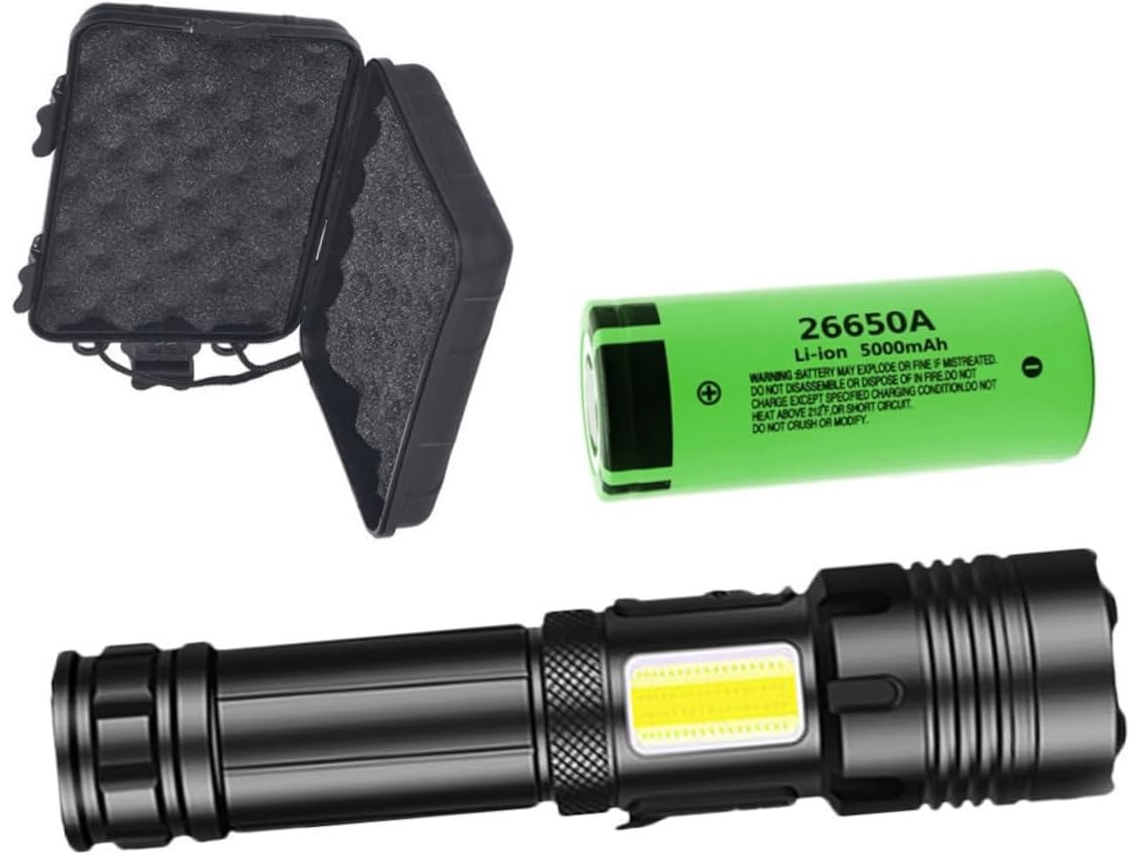 Lanterna Elétrica Led Recarregável Via Usb Com Zoom Para Camping