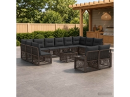 Vidaxl Conjunto De Sofá De Jardim 13 Pcs Cinzento Vime Pe
