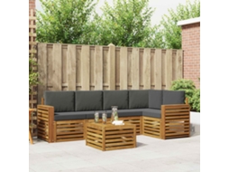 Vidaxl Conjunto De Sofá Sectional 6 Pcs Natural E Antracite