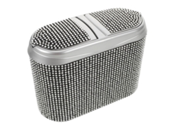 Lixeira De Carro Brilhante Com Tampa De Abertura Dupla, Decoração Com Strass De Cristal Branco, Tamanho Grande.