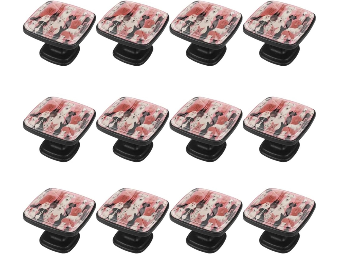 Puxadores E Botões Quadrados Para Gavetas Armários, 12 Peças, Desenho Animado De Cachorrinho Dachshund Pug, Puxadores