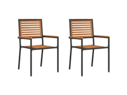Cadeiras Empilháveis Para Jardim 2 Pcs | Cadeira De Exterior Marrom E Preto