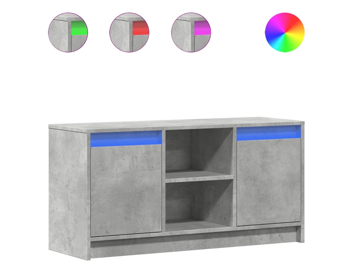 Móvel de Tv com Luzes Led Derivados de Madeira Cinzento Cimento MAISON EXCLUSIVE (60x60x102 cm)