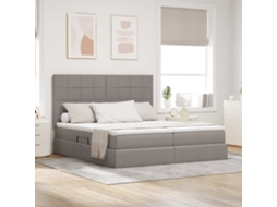 Vidaxl Cama Com Armazenamento Cinzento-acastanhado 200 X 200 Cm Tecido