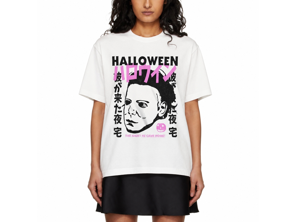 Rockinstone Halloween Movie Kanji Myers White Adult T-shirt Size:xxl