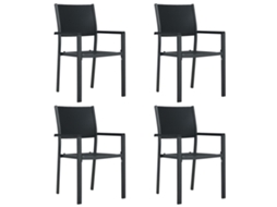 Cadeiras Jardim 4 Pcs Plástico Preto Aspeto Vime Dkd Home Decor