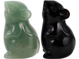 Conjunto 2 Estatuetas Ratos Esculpidas Cristal Entalhes Precisos Decoração Elegante Versátil Salas Estar GOKOCO