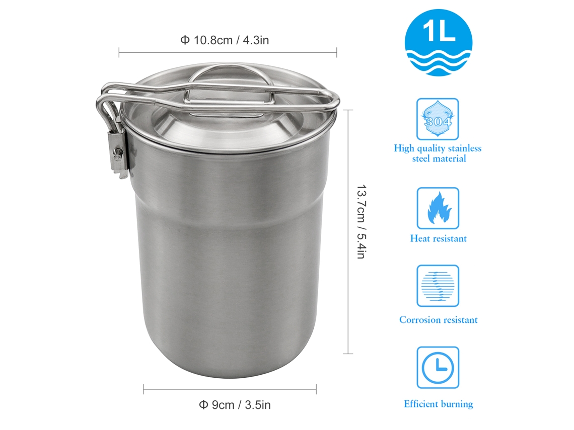 Copo de Café Inox 1l com Alça Plegável e Tampa Ventilada