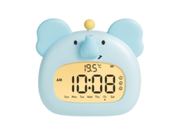 Despertador Infantil Com Figura De Elefante, Usb C Recarregável, Abssilicone, Azul Dureforward