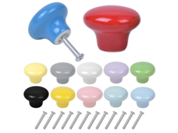 12pcs Luminosos Cabos De Porta De Armário Cerâmica Redonda 32mm Grifos De Móveis Com Parafusos Nwc