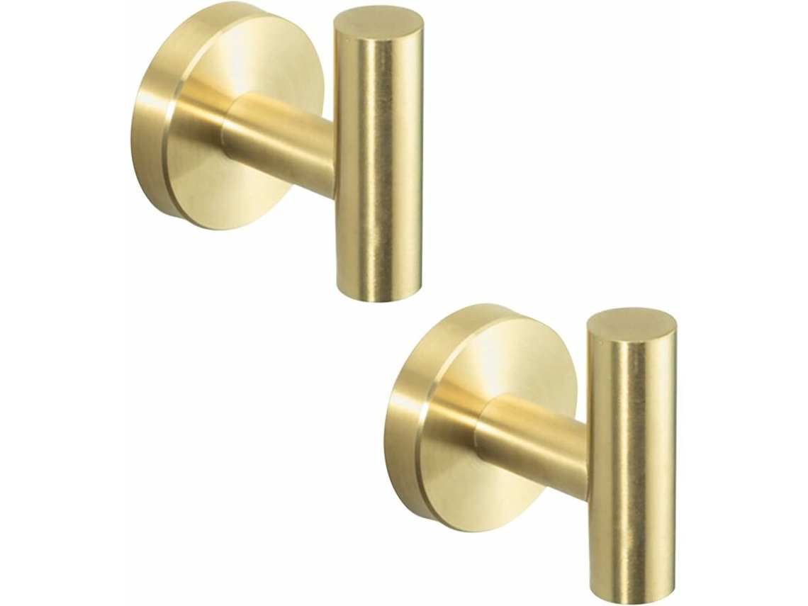 Gancho De Parede Para Toalha De Casa De Banho, Gancho Para Roupas, Suporte Para Toalha, Aço Inoxidável Sus304 Com Acabamento Dourado Escovado, 2 Peças