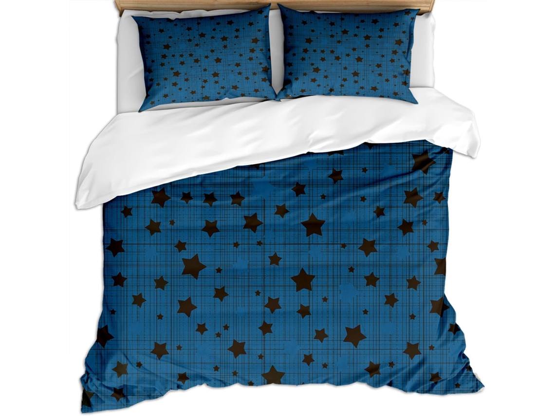 Capa de Edredom com Estrelas Pretas em Microfibra Fronha 240x260cm