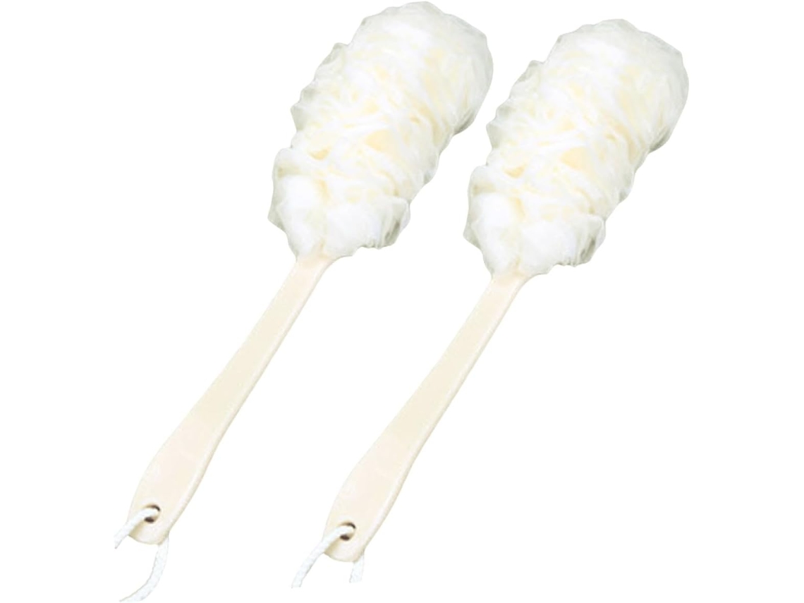 Escova Corporal Gatuida Easy Reach Para As Costas, 2 Unidades, Com Cabo Longo Em Pe Branco Para Banho E Esfoliação