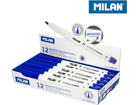 Caixa 12 Marcadores Azuis para Quadro-Branco MILAN