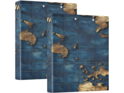Pasta Escolar Blue Gold Adventure Map 1, 5-polegadas, Argolas Redondas Com Prancheta, Pacote Com 1 2-unidades, Material