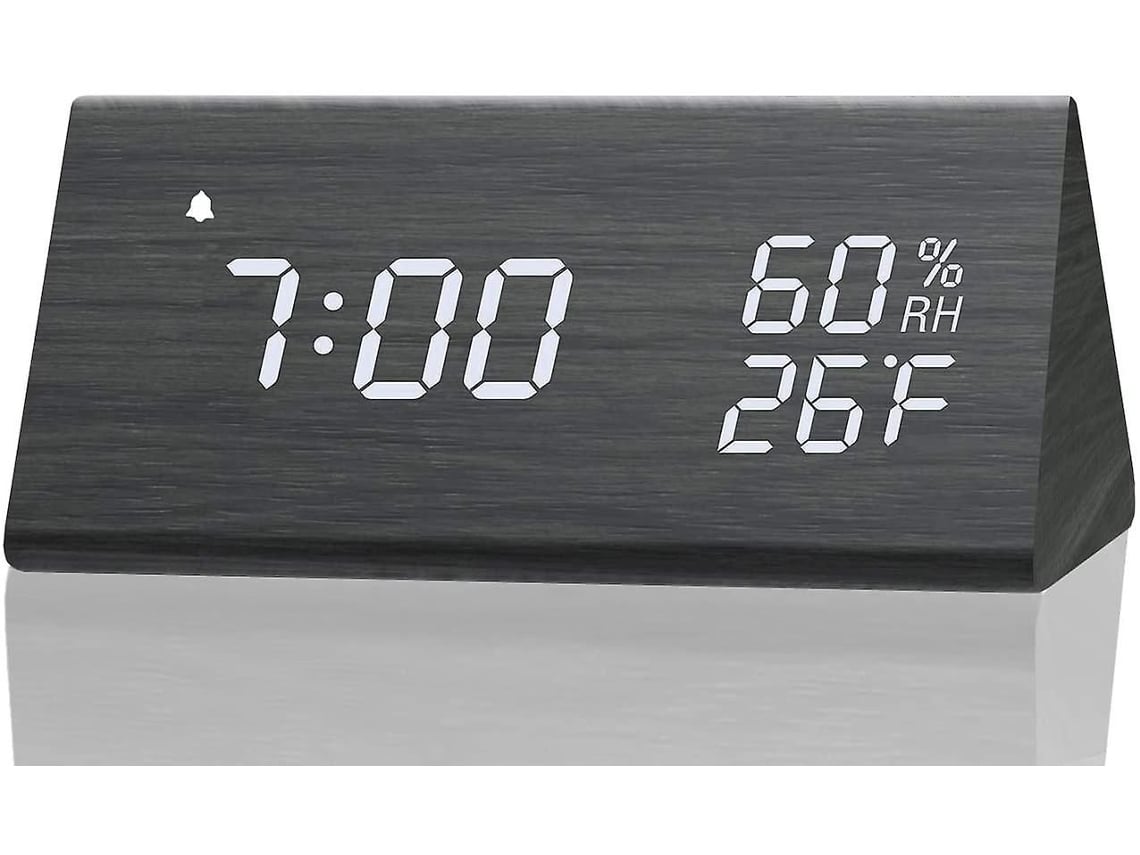 Despertador Digital Com Display De Led Em Madeira Eletrônico