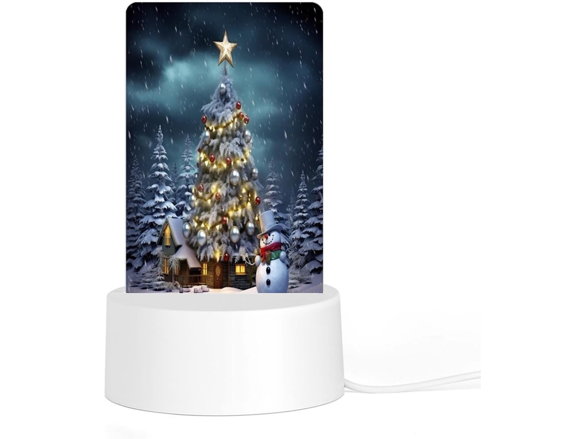 Luminária Noturna De Led Em Acrílico Com Plugue E Base Plástico Reutilizável, Com Estampa De Árvore Natal, Luz Noturna