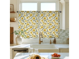 Cortinas De Cozinha Com Flores, Folhas De Primavera Tradicionais, Amarelo, Primavera, Amarelo, Para Decoração De Janelas