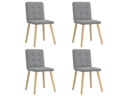 Vidaxl Cadeiras De Jantar 4 Pcs Tecido Cinzento-claro