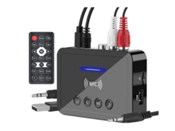 Transmissor Fm Bluetooth 5.0 YIZHOOD 3 em 1 Adaptador Bluetooth Áudio Hifi 3.5 Mm Aux Rca Óptico Usb Preto