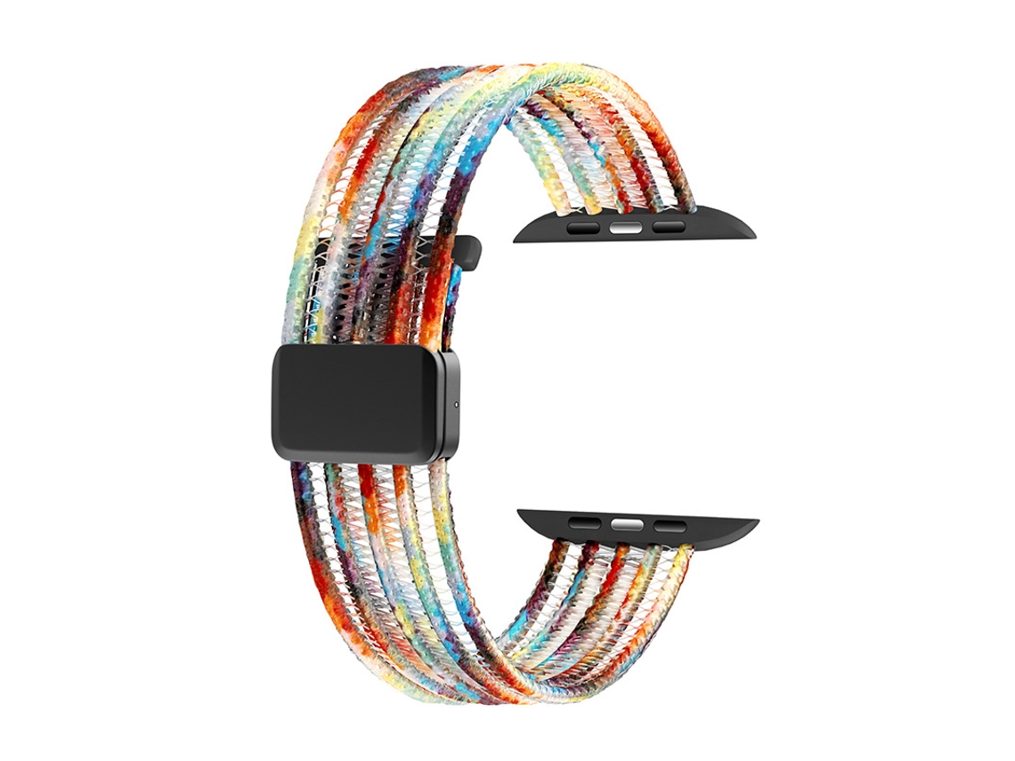 Pulseira Elástica Entrançada Para Apple Watch Séries 11/ 10/9/8/ 7/ 6/ 5/4 / Se (42mm 44mm 45mm 49mm), Com Fecho Magnético Colorido Panoona