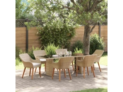 Vidaxl Conjunto De Jantar Para Jardim 7 Unid. Bege Vime Pe