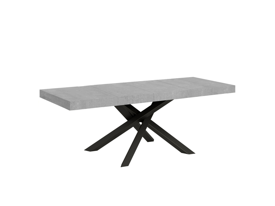 Mesa Extensível 200/304x90 Cm Volantis Premium Cimento Pés Antracite Itamoby