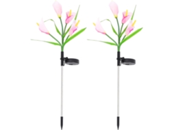 Conjunto De 2 Luminárias Solares Decorativas Em Formato De Flor, Impermeáveis, Para Jardim E Paisagismo