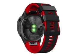 Bracelete Silicone 26Mm Duas Cores para Garmin Enduro/Tactix Delta/Tactix 7 Pro Pin Preto/Vermelho