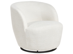 Poltrona Giratória Beliani Kuolpa De Chenille Branco Creme 67x75x69
