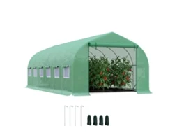 Estufa Tipo Túnel Metal Galvanizado e PE cor Verde 595x300x200 cm OUTSUNNY