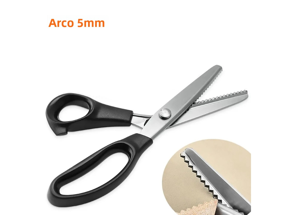 Tesoura de Costura Profissional Serrilhada Tesoura de Aço Inoxidável para Couro e Renda. MDUG (dentes Arredondados de 5 Mm)