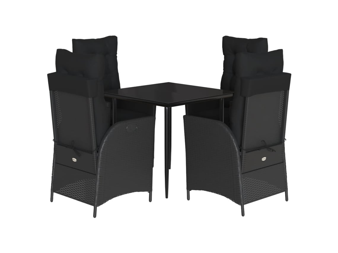 Conjunto de 5 Jantar para Jardim com Almofadões Vime Pe Preto MAISON EXCLUSIVE