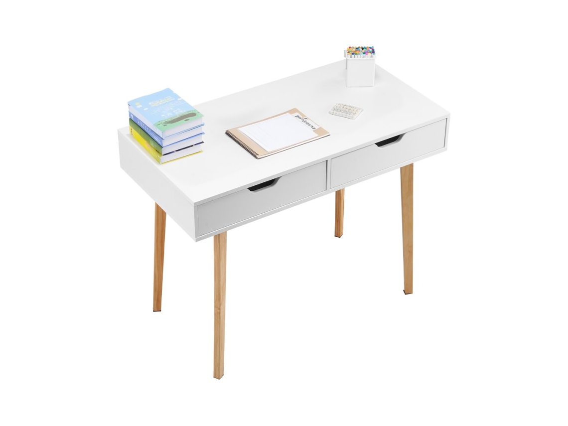 Secretária Infantil Compacta Com Gaveta Em Mdf Branco E Estrutura Robusta Tekmaquinas