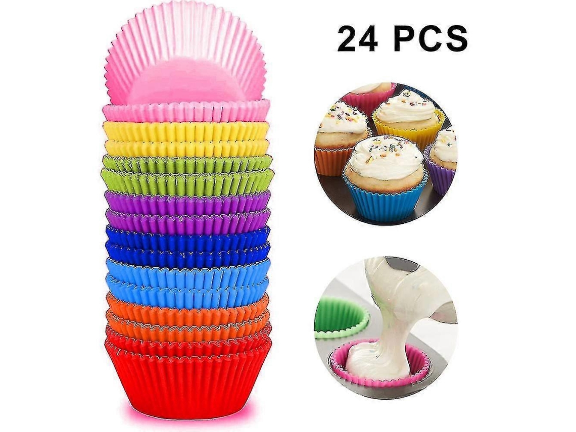 Forminhas De Silicone Para Cupcakes, 24 Unidades, Reutilizáveis, Antiaderentes, Ideais Para Bolinhas De Bolo, Muffins, Cupcakes E Doces.