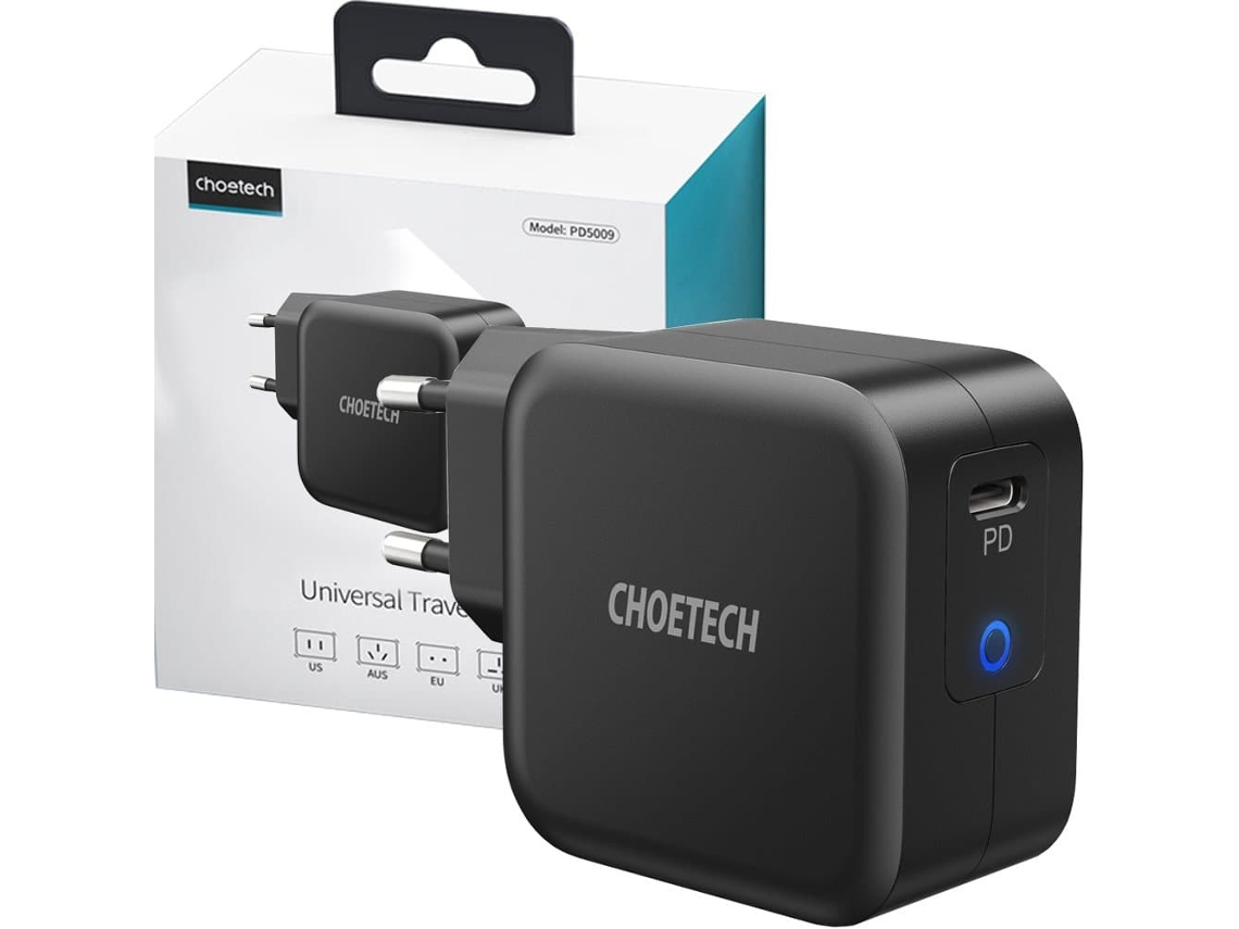 Carregador Rápido Choetech Gan Usb Tipo C 61w 3a, Fonte De Alimentação Preta(q6006)