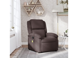Vidaxl Poltrona De Massagens Reclinável Tecido Castanho-escuro