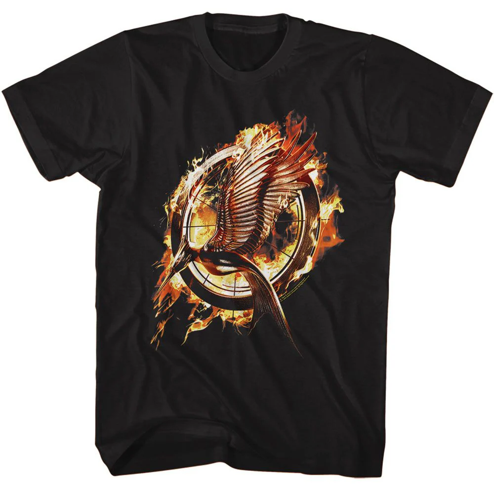 Unisex Adult T-shirt Rockinstone Hunger Games Movie Catching Fire Mockingjay Black Sizexl