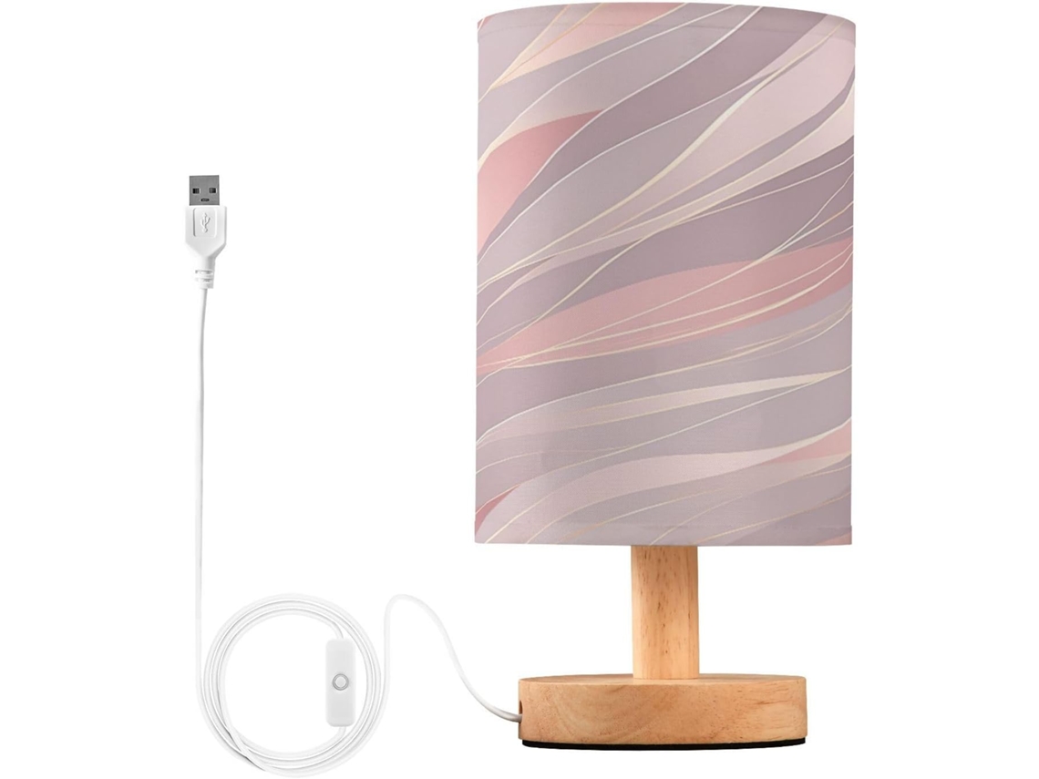 Luminária De Cabeceira Listrada Em Ouro Rosa Skyshu, Pequena Luminária De Mesa Led, Luminária De Cabeceira Usb Com Base