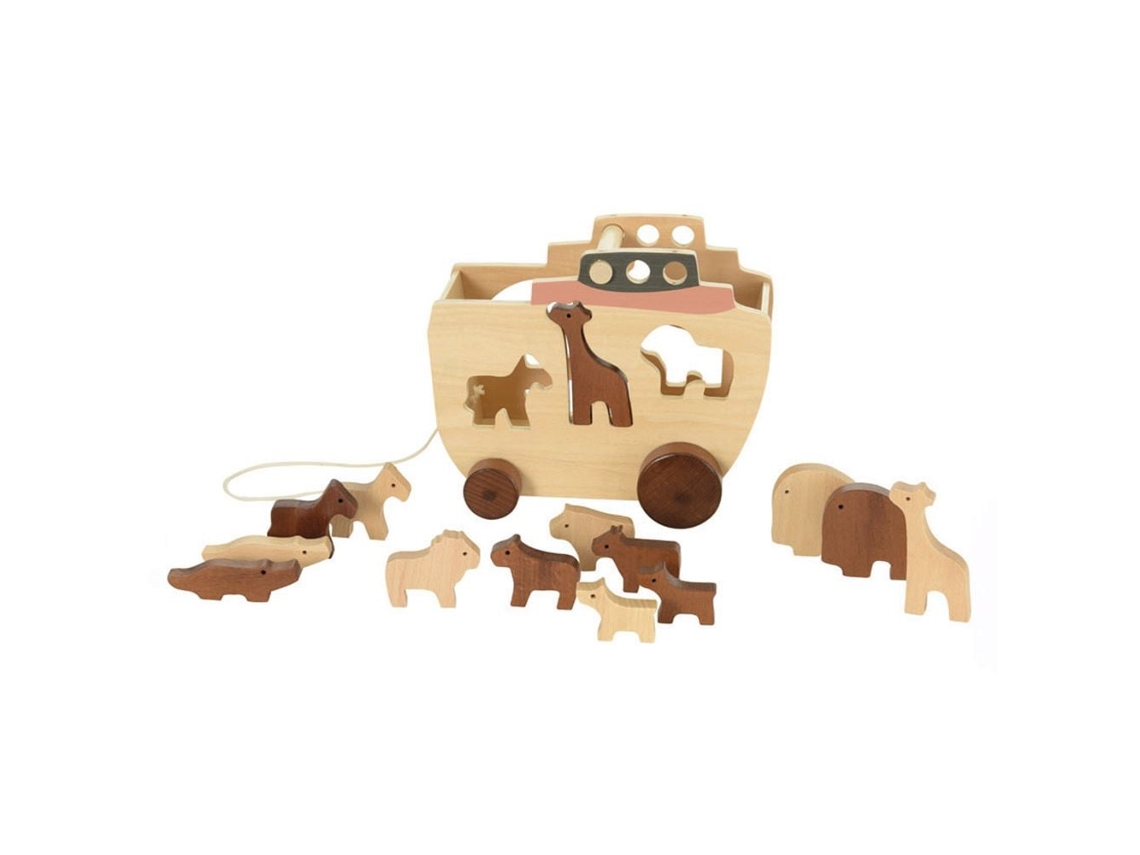 Arca De Noé De Madeira Para Puxar Da Egmont Toys Brinquedo Educativo 24x12x20 Cm