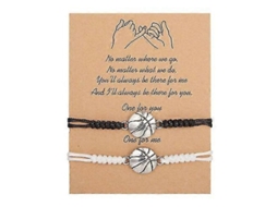 2pcs Pulseira com Cartão de Mensagem, Pulseira Tecida Ajustável para Esportes de Bola Basquete