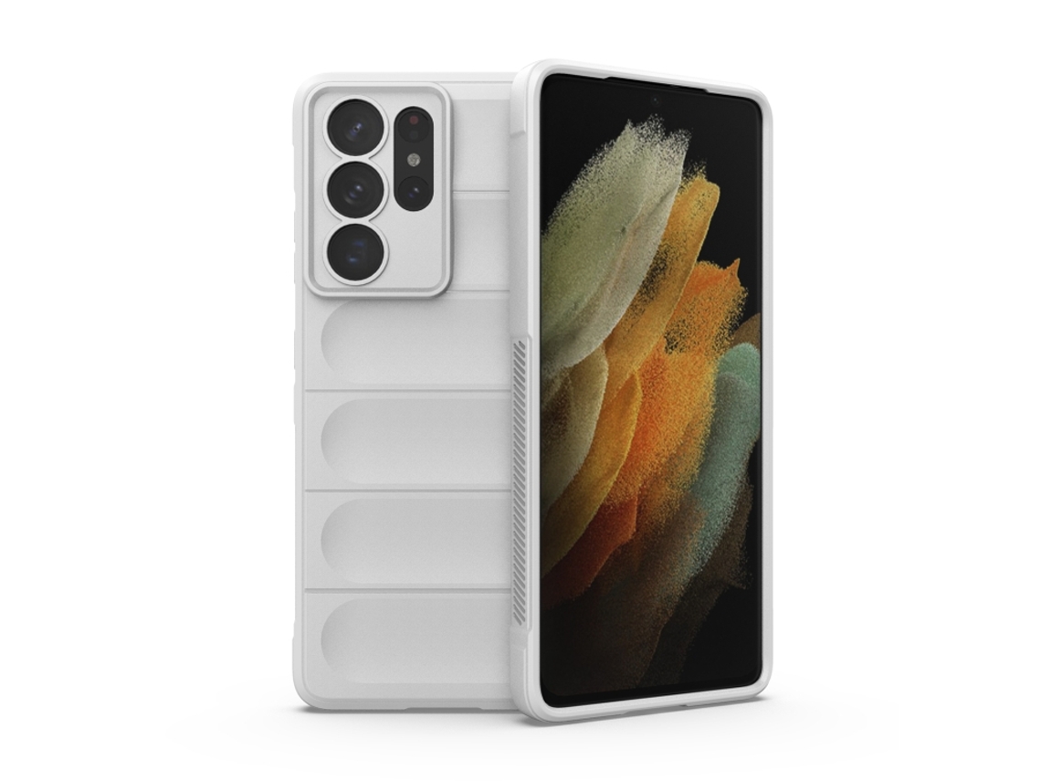 Capa Halinuia Para Samsung Galaxy S21 Ultra 5g Magic Shield Tpu Flanela Branca (proteção Integral, Interior Em Flanela)